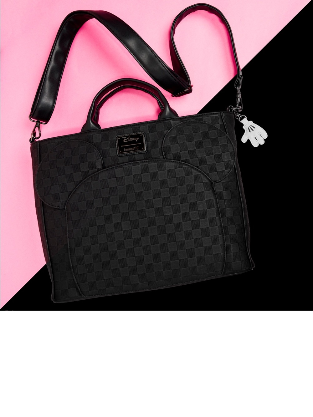 Loungefly Mickey Mouse Checkered Texture Convertible Backpack & Tote - Picture 2 of 9
